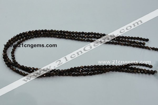 CBZ102 15.5 inches 4mm faceted round bronzite gemstone beads