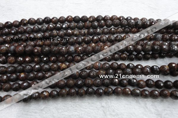 CBZ103 15.5 inches 6mm faceted round bronzite gemstone beads