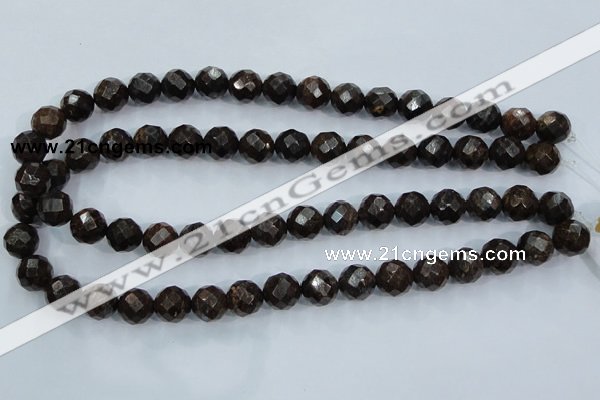 CBZ106 15.5 inches 12mm faceted round bronzite gemstone beads