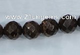 CBZ107 15.5 inches 14mm faceted round bronzite gemstone beads