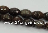 CBZ108 15.5 inches 10*13mm faceted rice bronzite gemstone beads