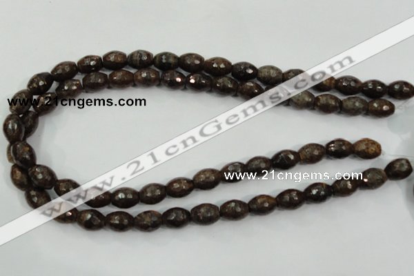 CBZ108 15.5 inches 10*13mm faceted rice bronzite gemstone beads