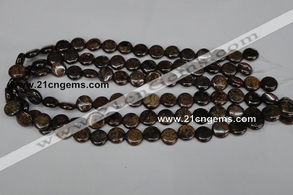 CBZ209 15.5 inches 12mm flat round bronzite gemstone beads