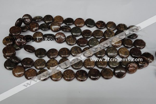 CBZ211 15.5 inches 16mm flat round bronzite gemstone beads