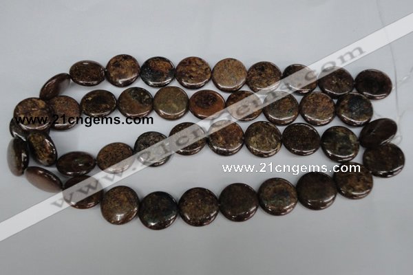 CBZ213 15.5 inches 20mm flat round bronzite gemstone beads