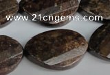 CBZ248 15.5 inches 20*30mm faceted & twisted oval bronzite gemstone beads