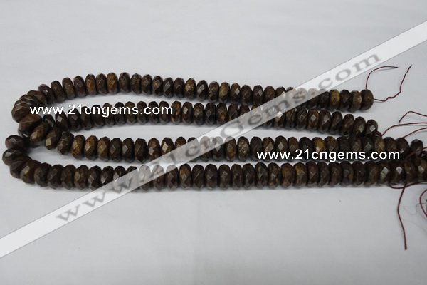 CBZ404 15.5 inches 6*12mm faceted rondelle bronzite gemstone beads