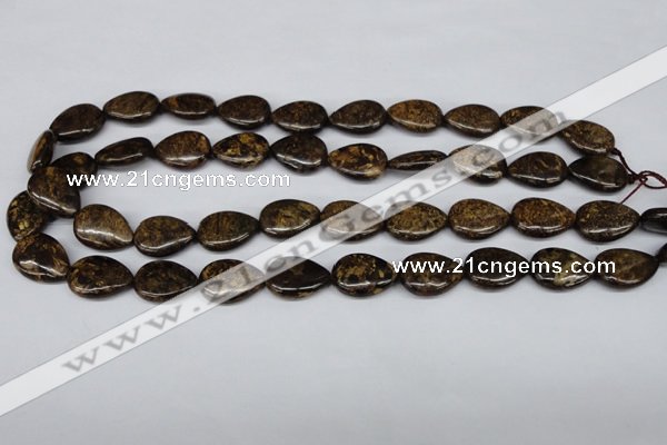 CBZ420 15.5 inches 13*18mm flat teardrop bronzite gemstone beads