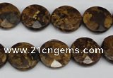 CBZ431 15.5 inches 15mm faceted coin bronzite gemstone beads