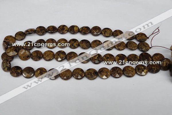 CBZ431 15.5 inches 15mm faceted coin bronzite gemstone beads