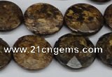 CBZ433 15.5 inches 20mm faceted coin bronzite gemstone beads
