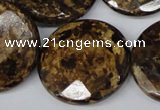 CBZ435 15.5 inches 30mm faceted coin bronzite gemstone beads