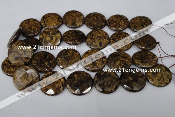 CBZ435 15.5 inches 30mm faceted coin bronzite gemstone beads