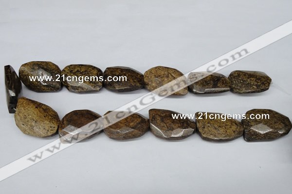 CBZ443 15.5 inches 23*32mm faceted & twisted rectangle bronzite beads