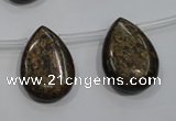 CBZ500 Top-drilled 10*14mm flat teardrop bronzite gemstone beads