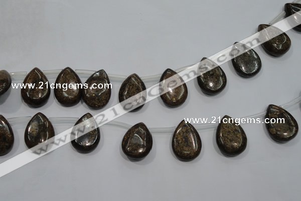 CBZ501 Top-drilled 12*16mm flat teardrop bronzite gemstone beads