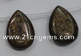 CBZ502 Top-drilled 13*18mm flat teardrop bronzite gemstone beads