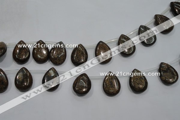 CBZ502 Top-drilled 13*18mm flat teardrop bronzite gemstone beads