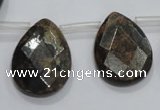 CBZ508 Top-drilled 15*20mm faceted flat teardrop bronzite gemstone beads