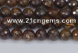 CBZ610 15.5 inches 4mm faceted round bronzite gemstone beads