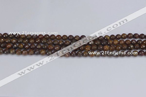 CBZ610 15.5 inches 4mm faceted round bronzite gemstone beads