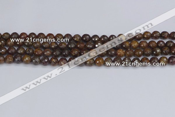 CBZ612 15.5 inches 8mm faceted round bronzite gemstone beads