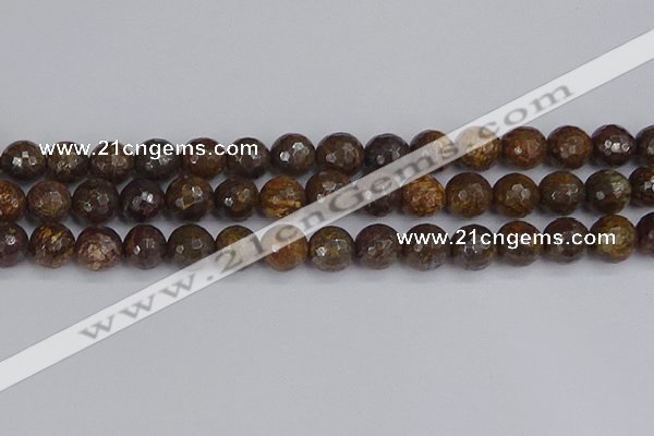 CBZ614 15.5 inches 12mm faceted round bronzite gemstone beads