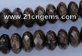 CBZ66 15.5 inches 7*14mm faceted rondelle bronzite gemstone beads