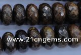 CBZ67 15.5 inches 8*16mm faceted rondelle bronzite gemstone beads