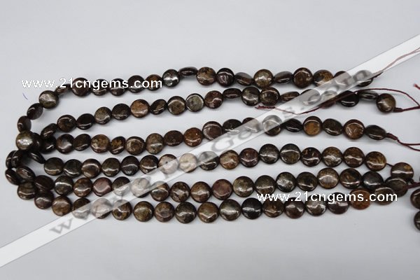 CBZ71 15.5 inches 10mm flat round bronzite gemstone beads