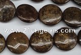 CBZ73 15.5 inches 16mm flat round bronzite gemstone beads