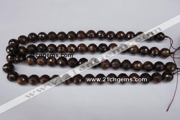 CBZ96 15.5 inches 12mm faceted round bronzite gemstone beads