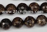 CBZ97 15.5 inches 14mm faceted round bronzite gemstone beads