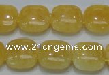 CCA14 15.5 inches 15*15mm square double drilled yellow calcite beads