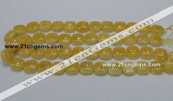 CCA14 15.5 inches 15*15mm square double drilled yellow calcite beads