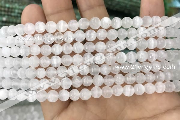 CCA361 15.5 inches 6mm round white calcite gemstone beads