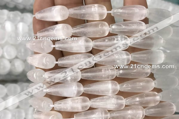 CCA375 15.5 inches 8*20mm teardrop white calcite gemstone beads