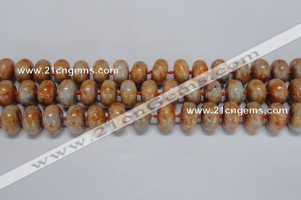 CCA460 15.5 inches 10*16mm rondelle orange calcite gemstone beads