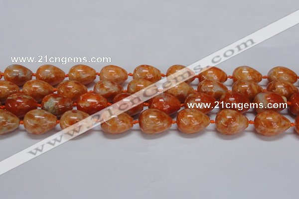 CCA463 15.5 inches 15*20mm teardrop orange calcite gemstone beads