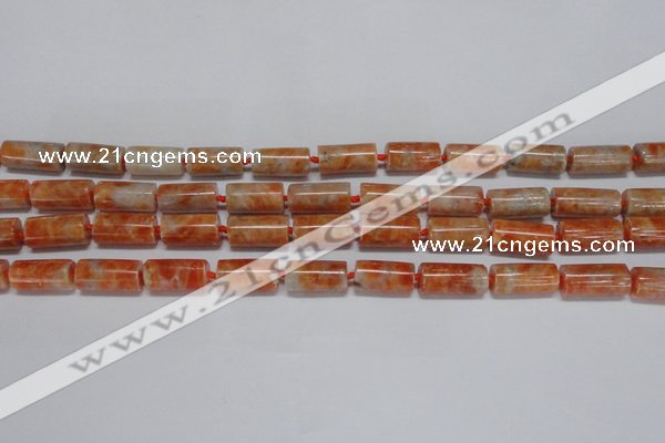 CCA465 15.5 inches 8*16mm tube orange calcite gemstone beads