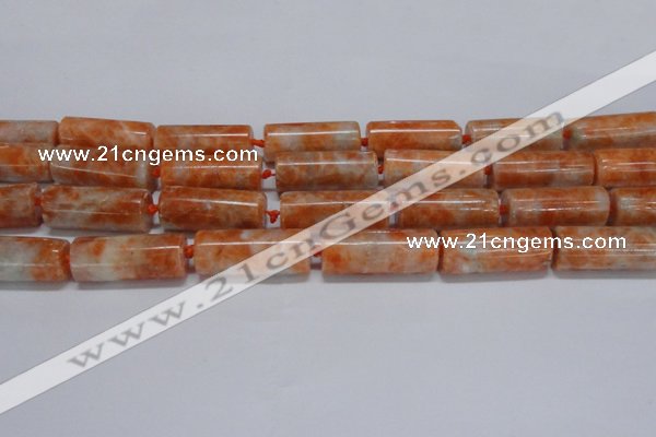 CCA466 15.5 inches 12*30mm tube orange calcite gemstone beads