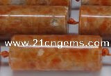 CCA468 15.5 inches 15*40mm tube orange calcite gemstone beads