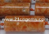 CCA468 15.5 inches 15*40mm tube orange calcite gemstone beads