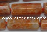 CCA470 15.5 inches 12*30mm faceted tube orange calcite gemstone beads