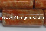 CCA472 15.5 inches 16*40mm faceted tube orange calcite gemstone beads