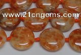 CCA475 15.5 inches 15mm flat round orange calcite gemstone beads