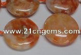 CCA476 15.5 inches 20mm flat round orange calcite gemstone beads