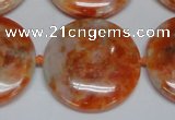 CCA478 15.5 inches 30mm flat round orange calcite gemstone beads