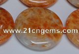 CCA479 15.5 inches 35mm flat round orange calcite gemstone beads