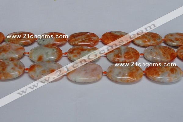 CCA487 15.5 inches 25*35mm oval orange calcite gemstone beads